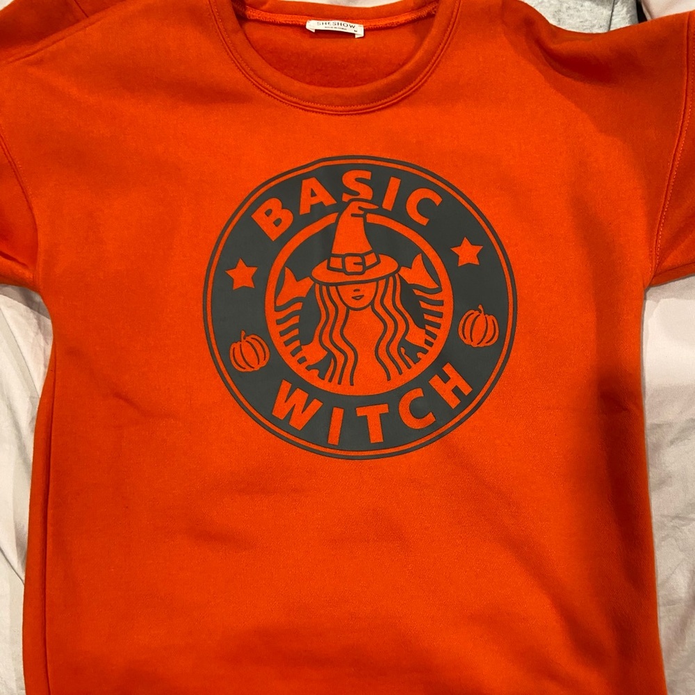 orange basic witch sweater